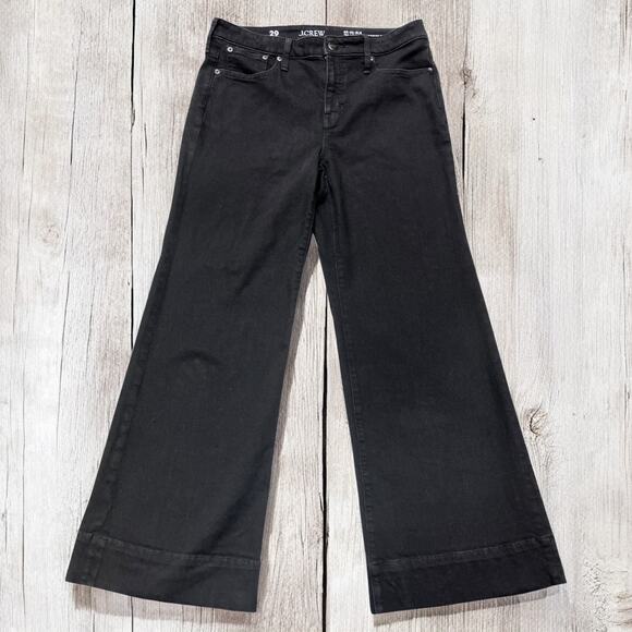 J. Crew Pants Sz 29 Black 96’ Low Rise Denim Trouser Wide Leg Preppy Minimalist - Picture 1 of 7